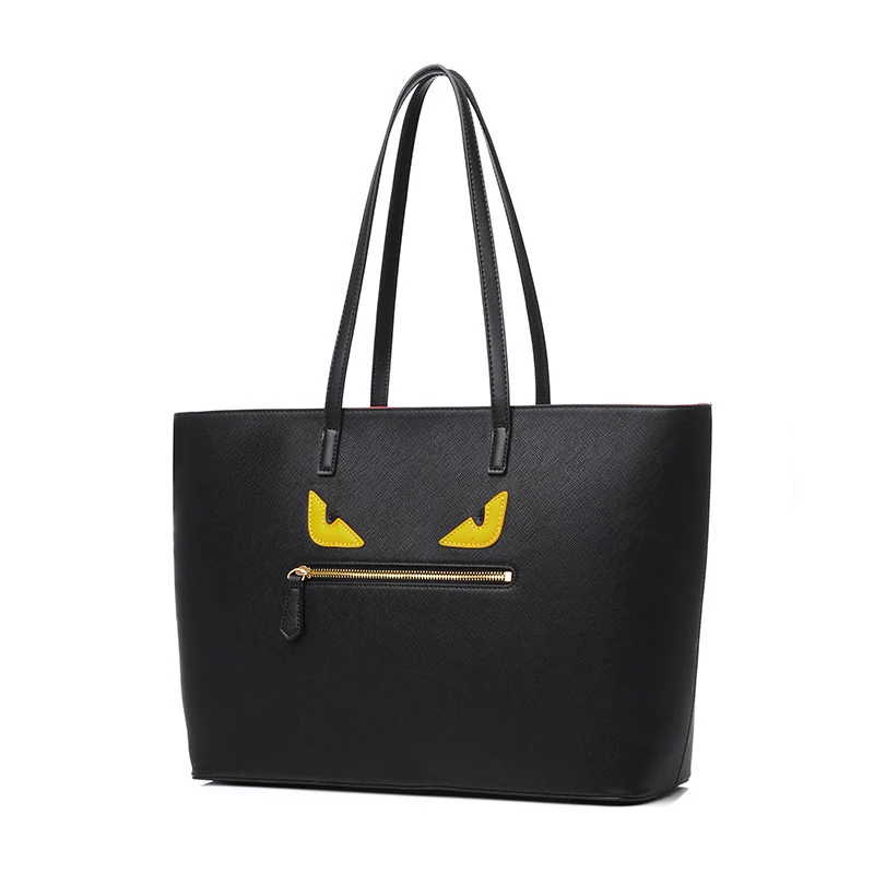 Stylish Little Monster Tote Bag Women Embossed PU Leather font b Handbag b font Cartoon Hand