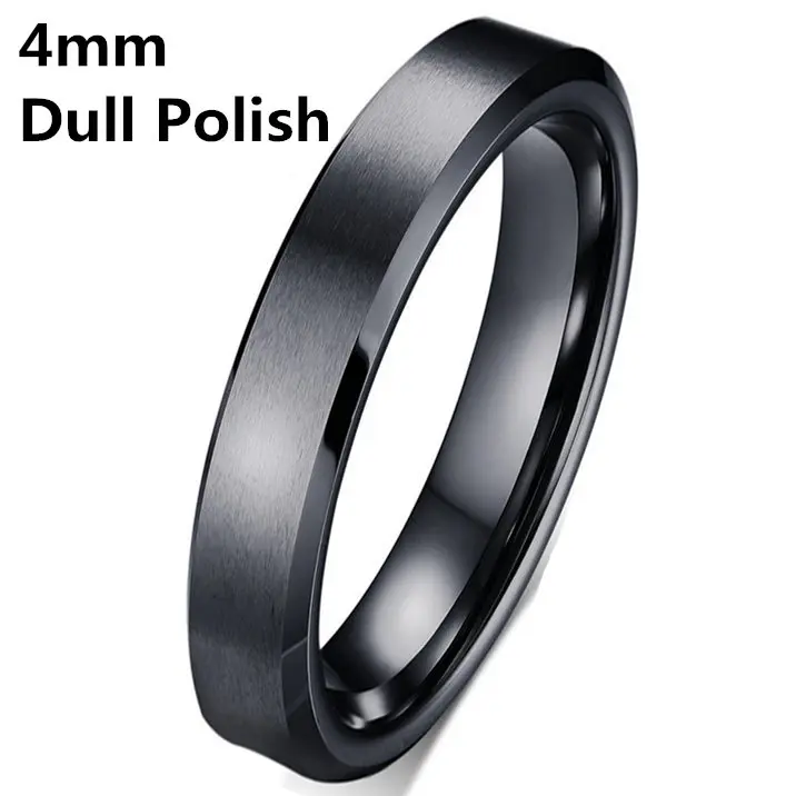 4 мм тускло полированное черное титановое кольцо для мужчин и женщин