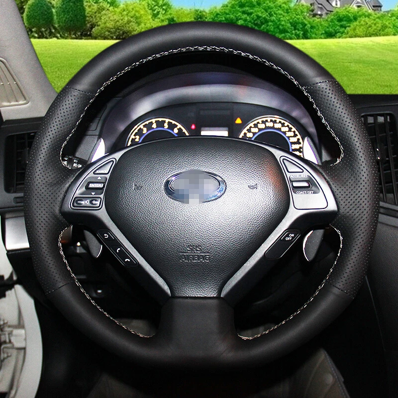 BANNIS черная искусственная кожа DIY сшитая вручную крышка рулевого колеса для Infiniti QX50 G25 G35 G37 EX25 EX35 EX37 2008-2013
