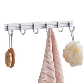 

Wall Mounted Clothes Hanger Space Aluminum Color Wall Hooks Towel Coat Robe Door Hook Decorative Bathroom Punch Free Rack Hook