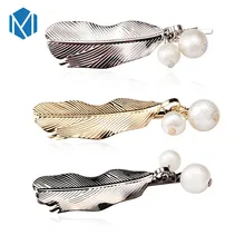 М мизм для девушек, милая заколка для волос в форме перьев, женские аксессуары для волос, жемчужные заколки для волос, женские свадебные украшения для волос