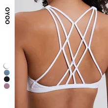 Oyoo Ударопрочный Мягкий Спортивный бюстгальтер с перекрестной спинкой, топы для йоги с ремешками, спортивная одежда для тренировок, женский бюстгальтер для бега и йоги