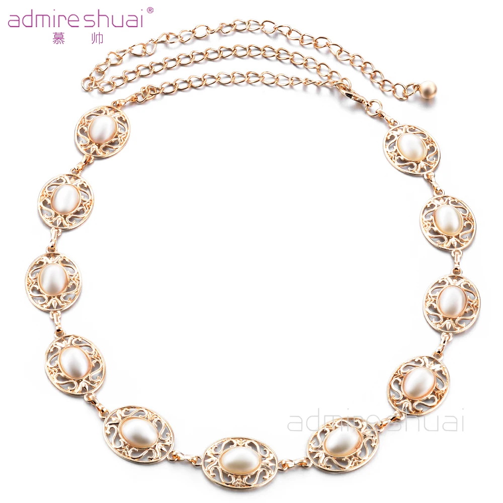 Buy Big Pearl Elegant Chain Belts Women Gold Plated