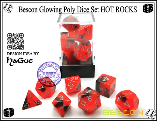 Bescon Glowing Poly Dice Set HOT ROCKS-6