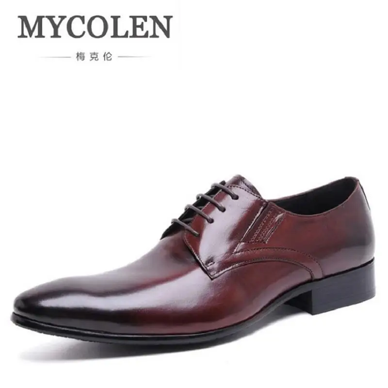

MYCOLEN Pointed Toe Men Shoes Brand Leather Male Dress Shoes Luxury Men's Business Casual Classic Gentleman Oxford Shoes