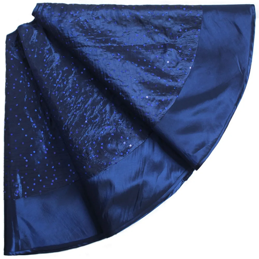 

Free shipping EXTRA Large 50" sequin glitter sparkle body Decoration pintuck deep blue Christmas Tree Skirt P1419-04