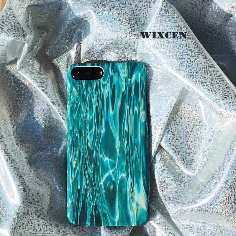 

Wixcen Summer Blue Water Waves Painting Phone Case Simple Shining Hard Pc Case for Iphone 7 7plus 6/6s 6plus 6splus Case Cover