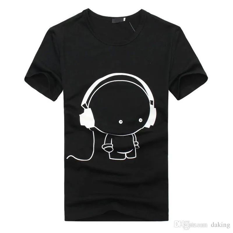 Women Unisex Casual Headphones Printing Tshirt short Sleeve cute ...