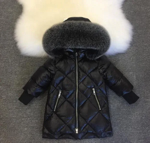 Winter Girl's New Thick Natural Raccoon Fur Collar Down Jacket Long Down Coat High Quality