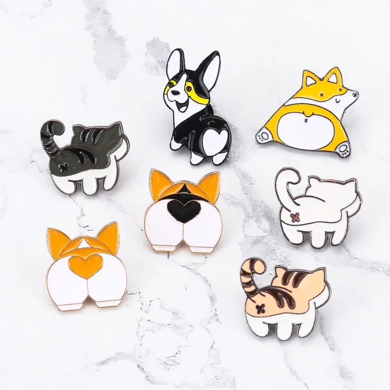 Корги в форме сердца штифты забавные броши щенка котенка корги сумка для