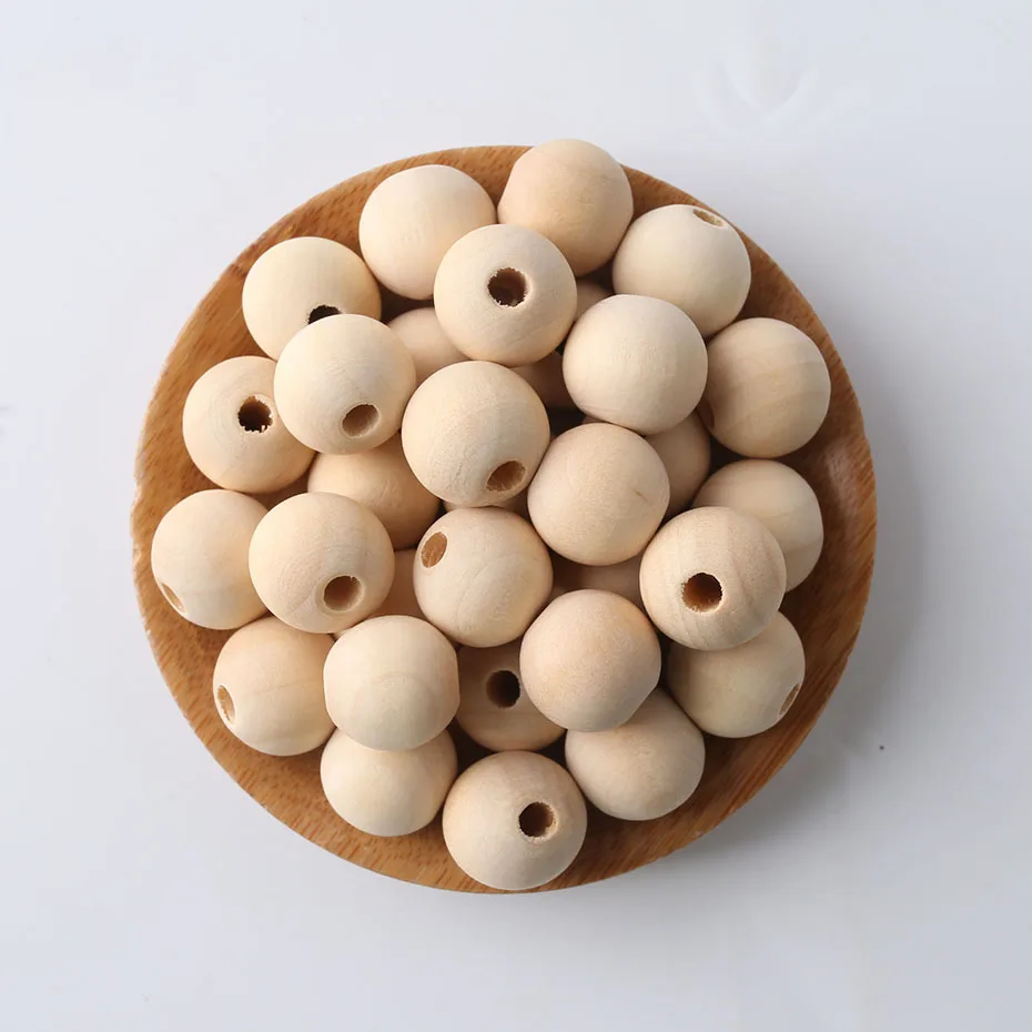 Bricolage à la main, perles en bois, chaîne à tétine, jardin, chambre de soins, lit de bébé, décor Mobile, boules rondes, perles inchangées, 12mm, 300 pièces (lot de 300)