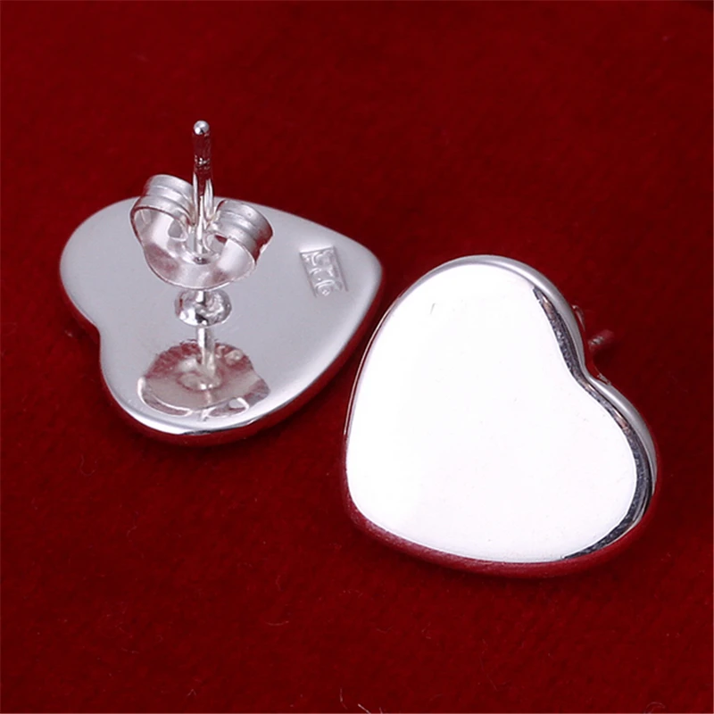 Брендовый маленький Гладкий сережки-гвоздики в форме сердца из чистого серебра 925 пробы для женщин и девочек, детские мини-минималистичные ювелирные изделия