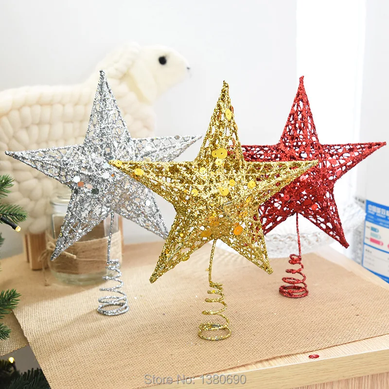 1 шт флэш-порошок Рождественская елка Топ Звезда пятиконечная звезда рождественские украшения три размера