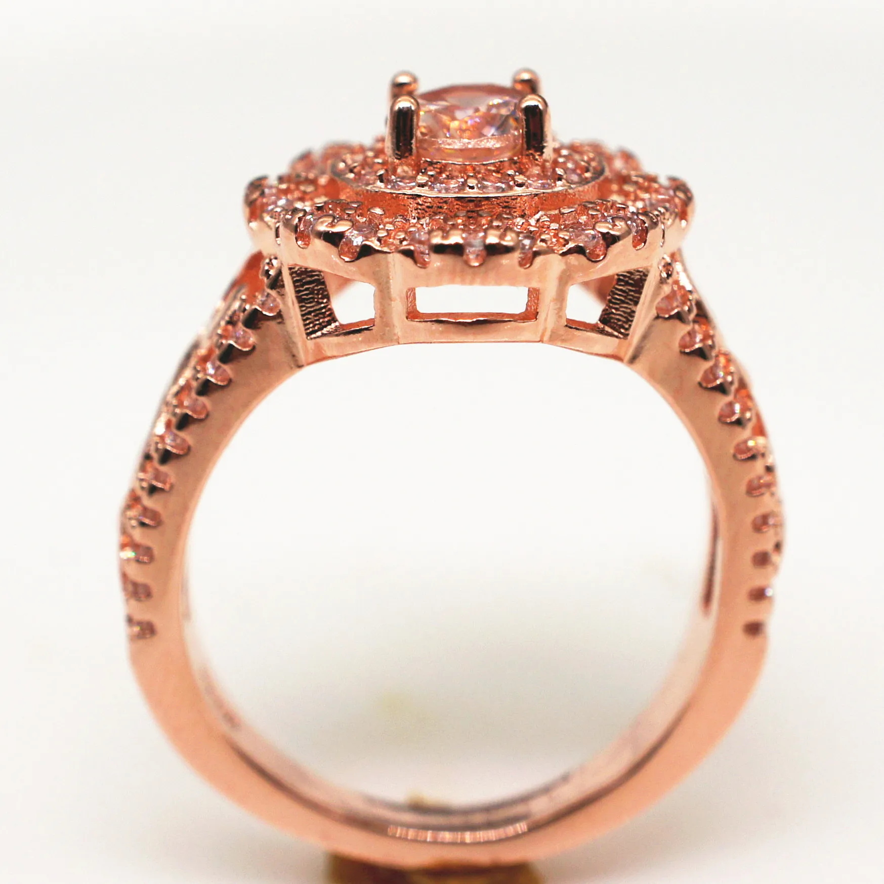 Женское кольцо Горячая полное покрытие розовое золото кольцо Европейская красота Роскошный цветок женское кольцо