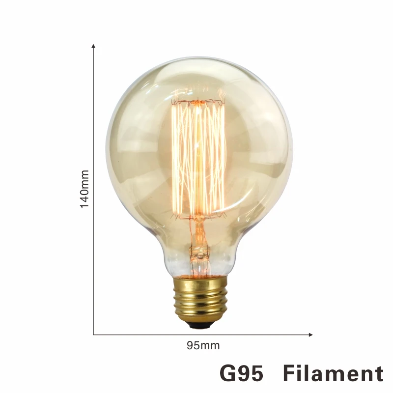 Винтажные лампочки с лампочками Эдисона LATTUSO E27 220 В лампы накаливания 40 Вт A19 A60 ST64 G95 лампа накаливания Ретро светильник Эдисона для подвесных ламп - Цвет: G95 filament