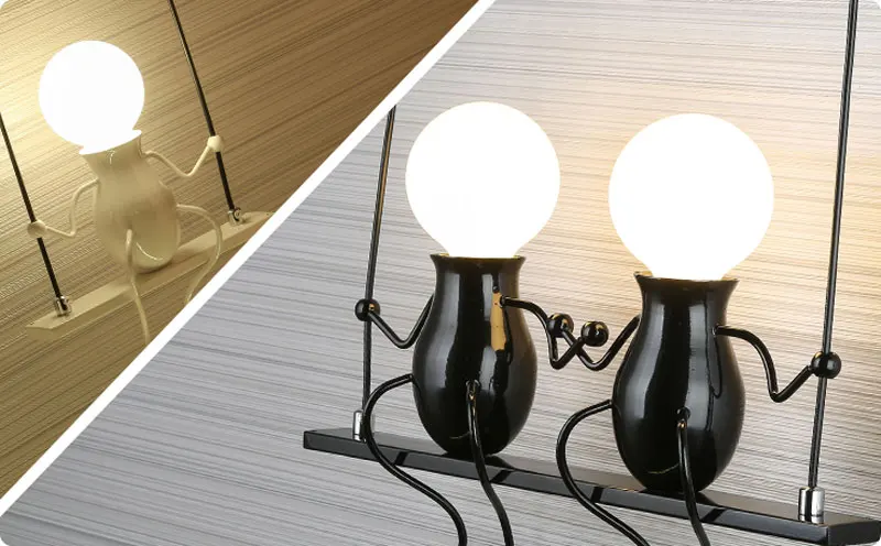 Modern Creative LED Wall Light E27 Black White Red Wall Lamp Sconce Home Fixtures For Children's Room Living Room Bedroom 110-220V (8)
