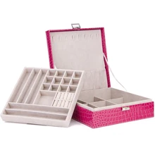 Качество товаров 2 слоя шкатулка Большое пространство вешалки для ожерелий PU кожаные ювелирные изделия случаях