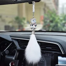 

1 Piece Car Perfume Container Artificial Diamond Fox Fur Pendant Car Styling Rear-view Mirror Hanging Ornaments
