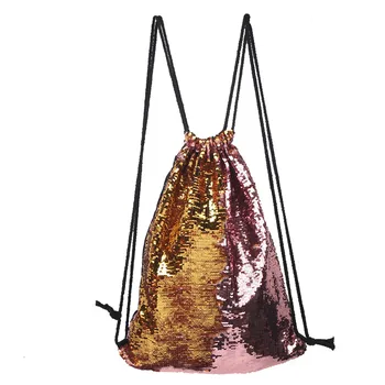 

New Women Mermaid Sequin Sports Drawstring Bag Double Color shiny Sequins Outdoor Leisure backpack Running Drawstring Bags #Zer