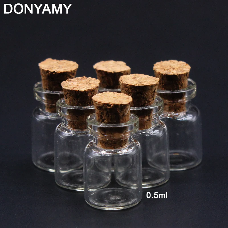 

100 unis 0.5ml 11x18mm Hot Fashion Small Glass jars Cute Mini Wishing Cork Stopper Glass Bottles Vials Jars Containers Size Free