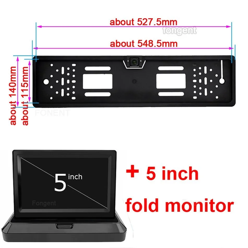 Fongent ЕС Европейский номерной знак рамка автомобиля обратный резервный парковочный автомобиль Montior 170 градусов угол заднего вида авто камера - Цвет: Y848-Z2-50