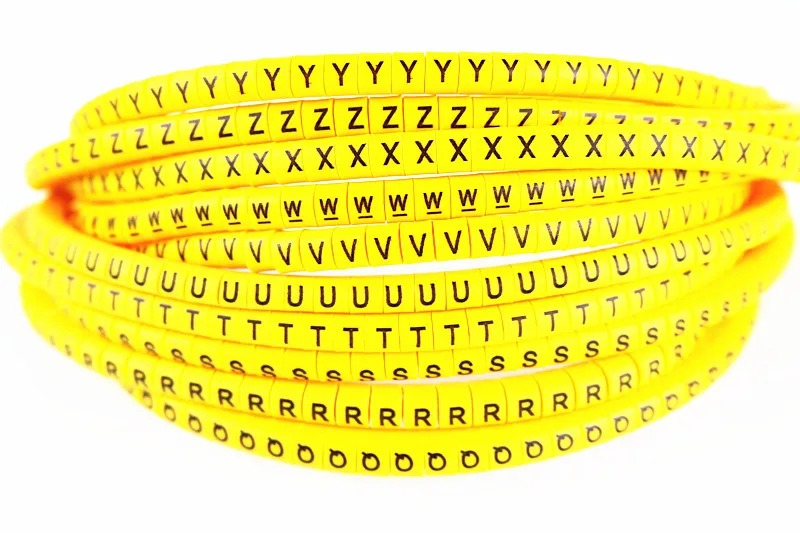 Yellow500pcs EC-0 EC-1 EC-2 EC-3 1.5mm2A-J abcdefjhij английские буквы гибких печатных рукав ярлыка трубки Сетевой провод Кабель маркер