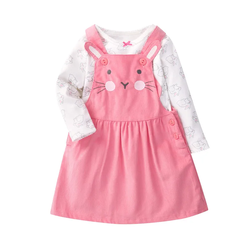 

Orangemom Super nice baby girl clothing pink cartoon new long sleeve T shirt + Cat infant dresses 2 pcs baby sets for girls