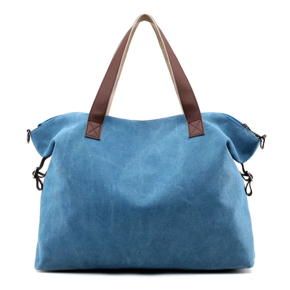 Большая емкость Женская Холщовая Сумка повседневная Холщовая Сумка через плечо винтажная сумка через плечо женская сумка для покупок трапеция# YL5 - Цвет: Синий