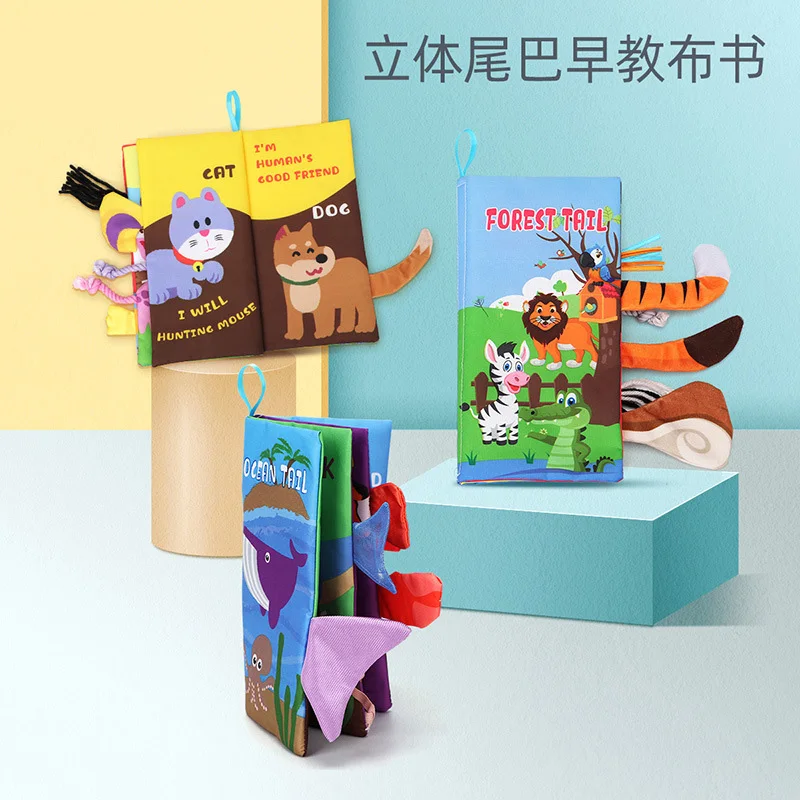 

baby intelligence development soft cloth books rustle sound in Early Learning Educational Toys with Animals Tails English Story