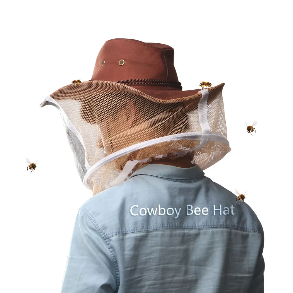 Профессиональная шляпа пчеловода, ковбойская пчелиная шляпа, Москитная пчелиная сетка, вуаль, полное лицо, шея, крышка, маска для улицы, Защитная крышка для головы