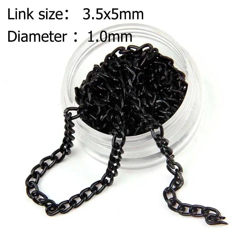 Черный прямой текстурированный кабель, алюминиевая цепь, витые панцирные цепи, браслеты для рукоделия, изготовление ювелирных изделий 1,0x3,5x5,3 мм - Цвет: 5 meters black