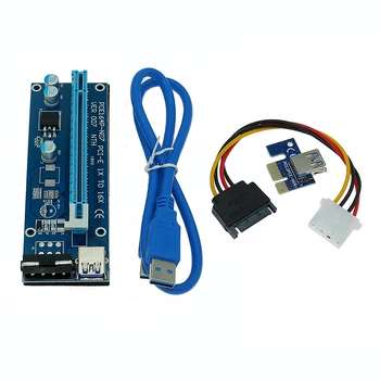 

PCI-E PCIE PCI Express 1X To 16X With 4pin Extension Riser Card With USB3.0 Adapter Cable 60cm For GPU Miner Riser