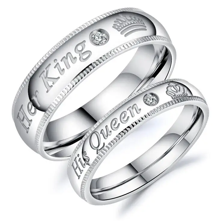 new design "His Queen" and "Her King"stainless steel  Couple rings for lovers