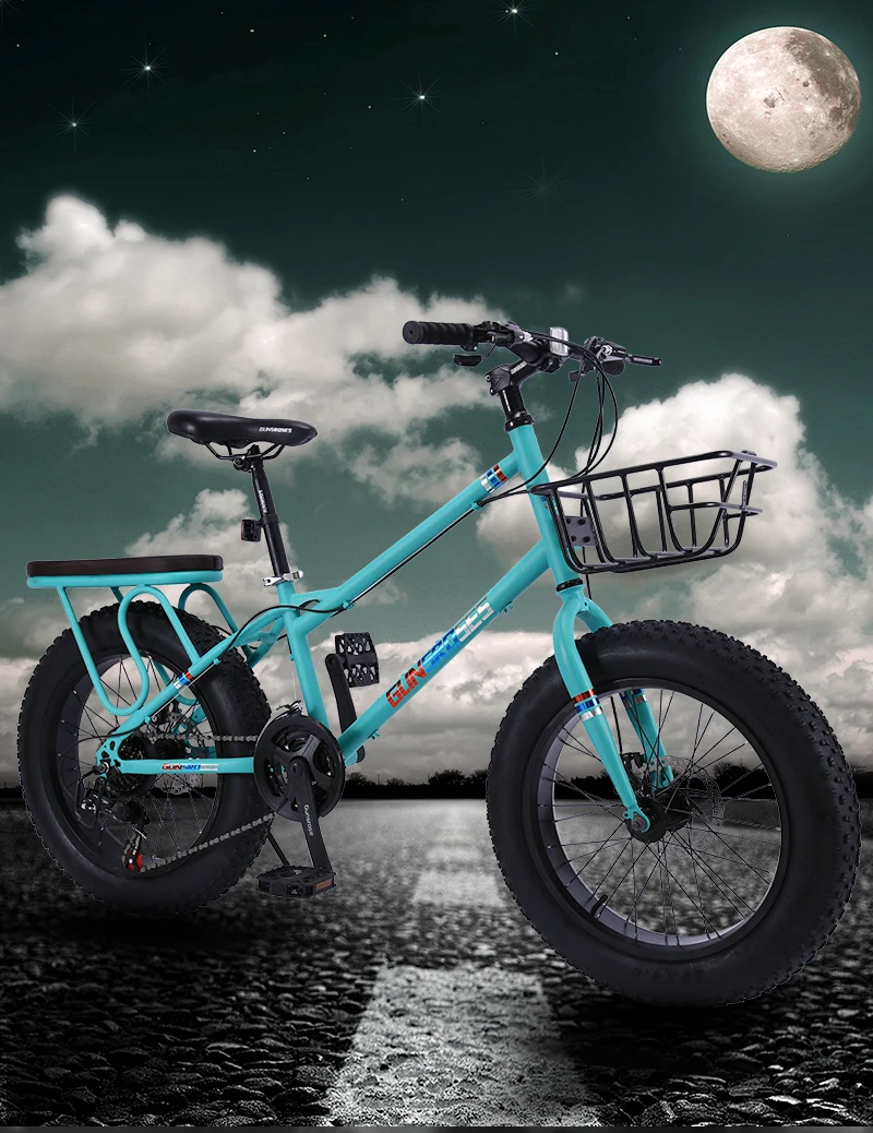 Cheap KUBEEN Snow Bike MTB 20" 7 21 24 27 speed double disc mountain Fat Bicycle Suspension Steel Frame 4" Tire aluminum wheel 20kgs 0