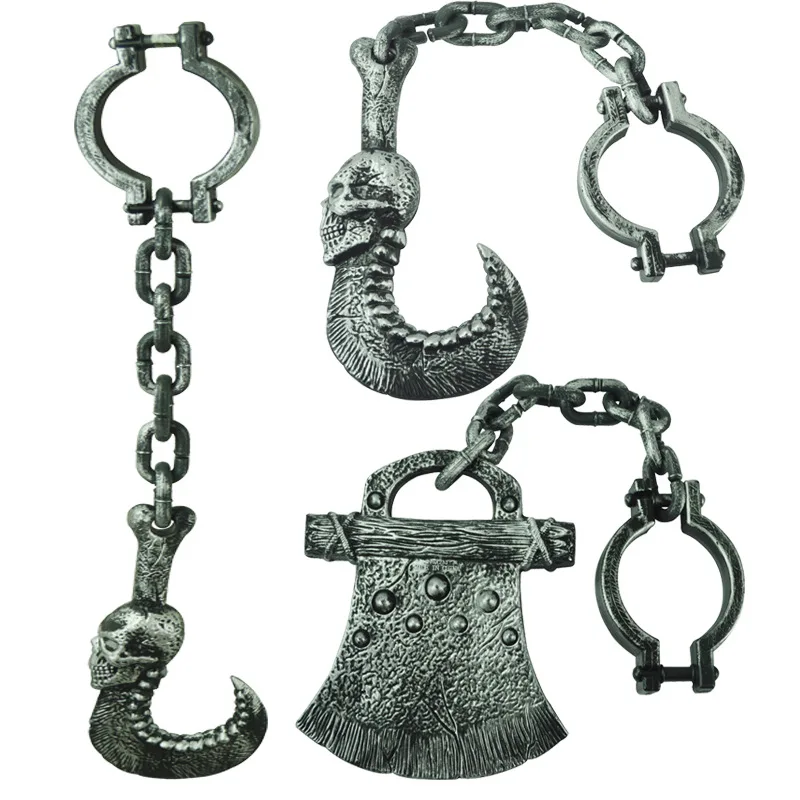 A Halloween Weapons Prop Funny Tricky Toys Simulated Axe Hook Chain