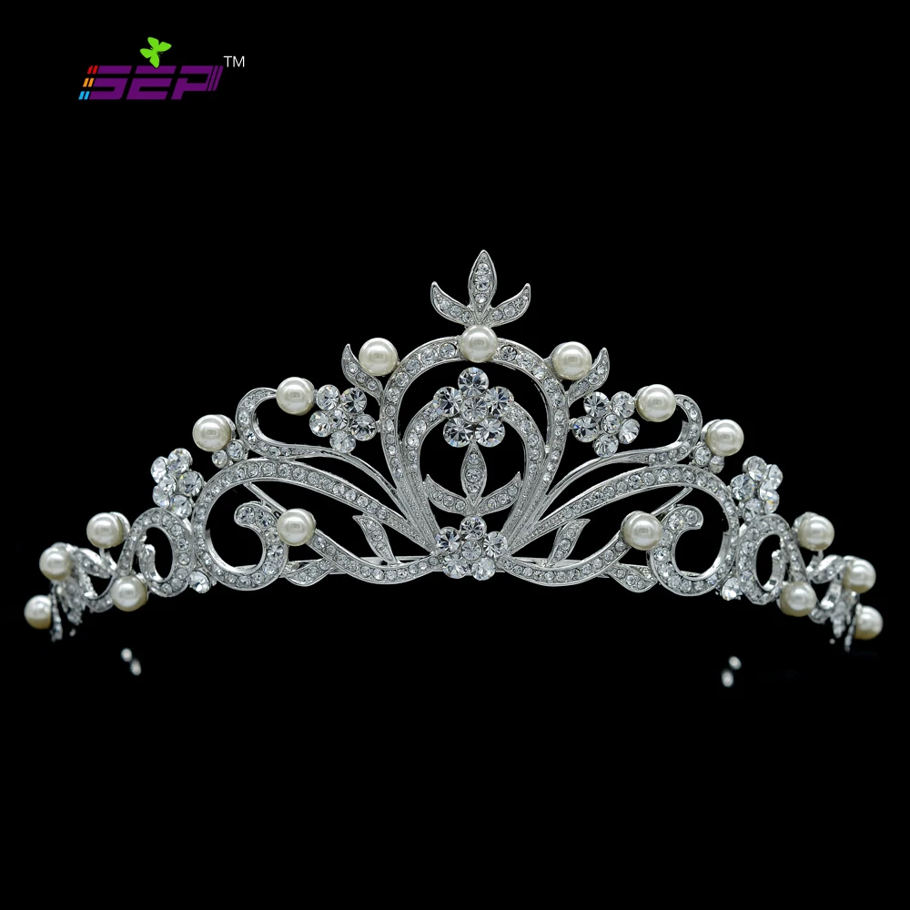Hi Q Fashion Crown Wedding Australian Crystal Flower Imitation Pearls