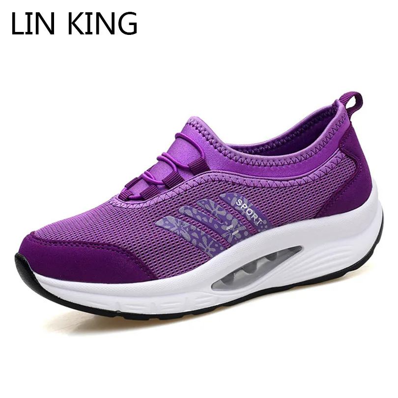 US $10.19 Lin King Comfortable Women Casual Shoes Fashion Breathable Running Walking Swing Shoes Slip On Ladies Sneakers Tenis Feminino