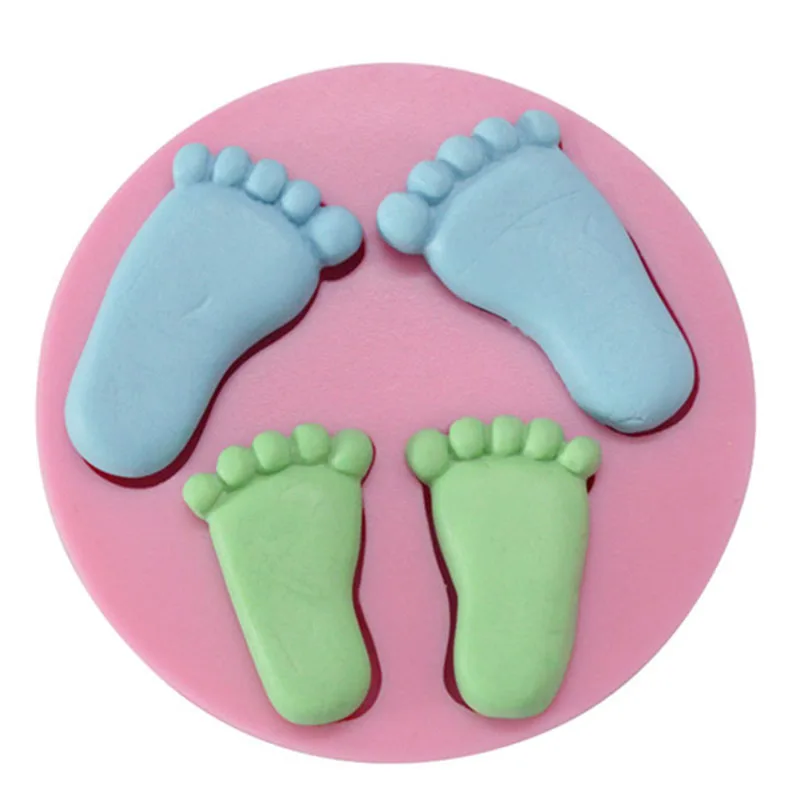 

3D Little Baby Feet Silicone Fondant Mold Chocolate Soap Mould Randomly Color
