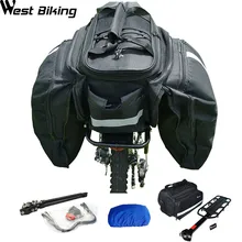 West Biking MTB Cycling Bag Rear Shelf Raincover Inner Bicycle strength Disc V-brake Bike Back Rack+Bag+Rain Cover Bicicleta Set
