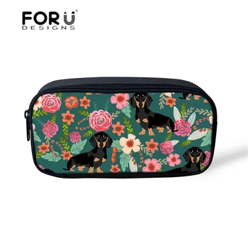 

FORUDESIGNS Cosmetic Bag Makeup Organizers Dachshund Dog Printing Prncil Case Children Portable Make Up Pouch School Supplies