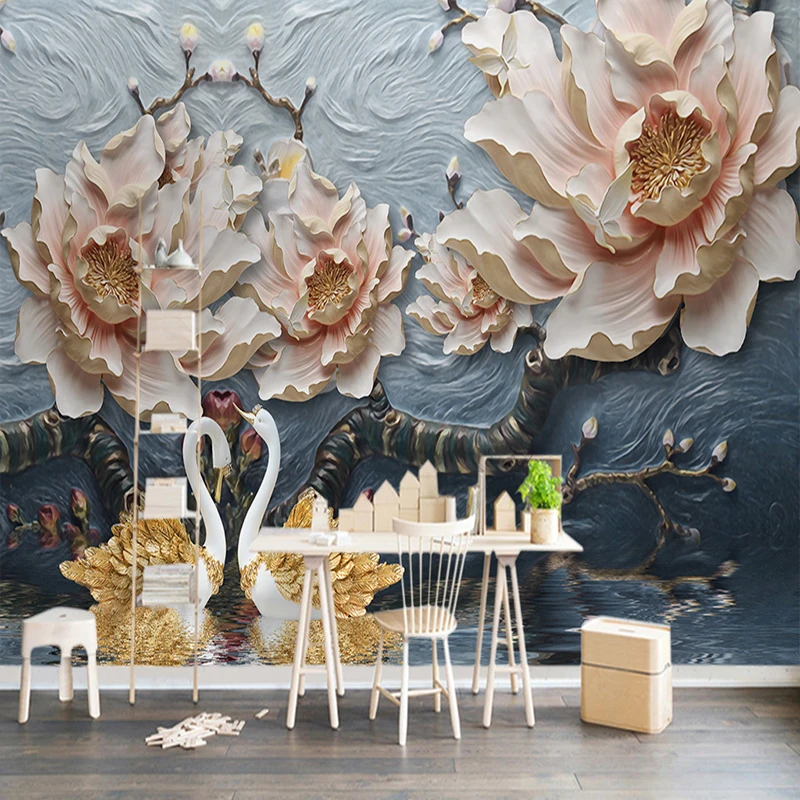 Пользовательские 3D Настенные обои для стен Roll Европейский Стиль Гостиная ТВ фон