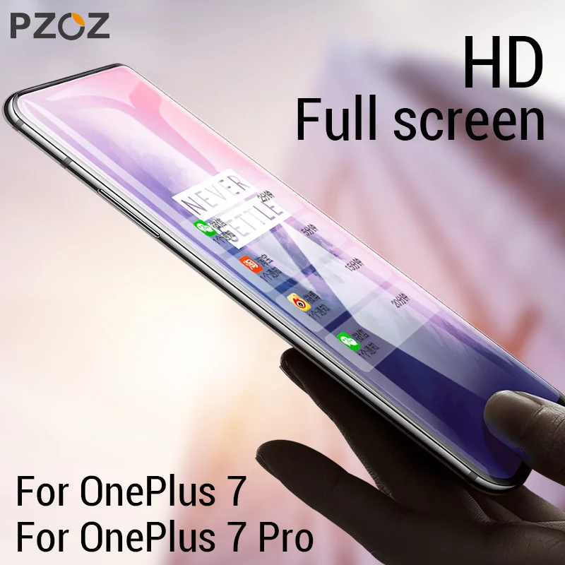 

PZOZ Tempered Glass For Oneplus 7 Pro Screen Protector Full Cover Film For Oneplus7 One plus7 glass Full screen protective film