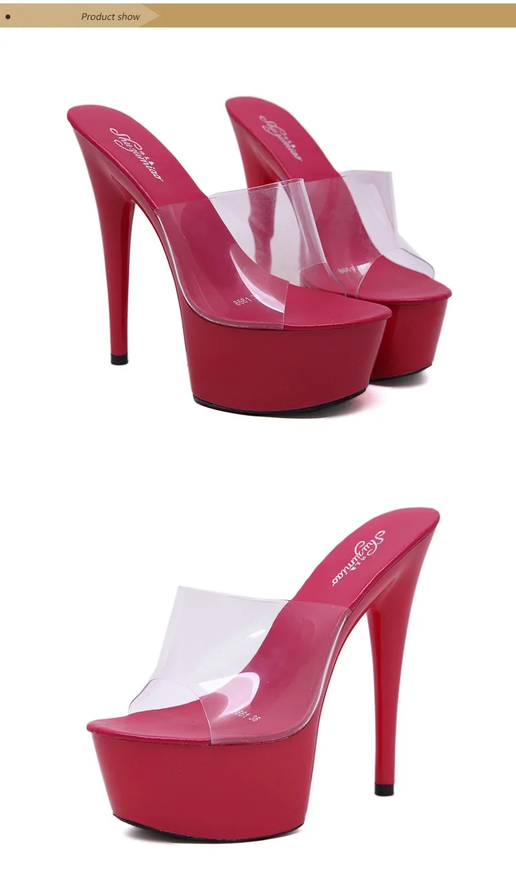 Г. Летние шлепанцы 6 цветов, красный, белый, черный, женская обувь на платформе пикантные туфли для ночных клубов на высоком каблуке 15 см, большие размеры 34-41