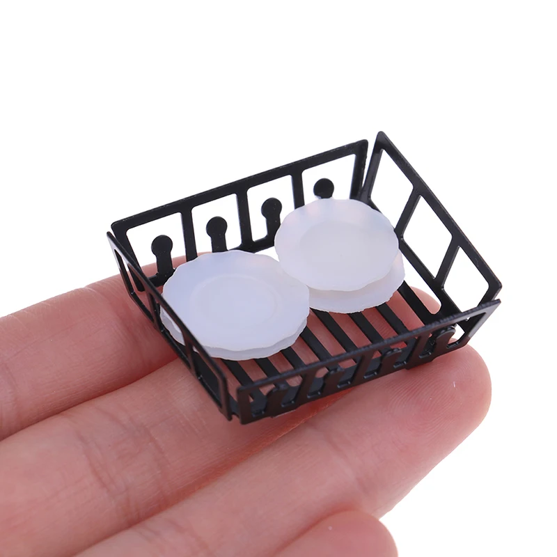 

5pcs/Set New Miniature Accessories Mini Dish Rack Simulation Furniture Kitchen Storage Shelf Model Toys for 1/12 Dollhouse