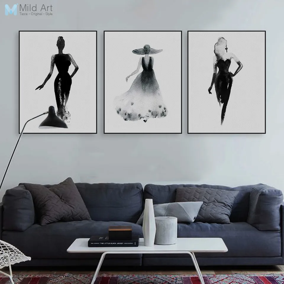 Black White Wall Art Abstract Canvas Painting Beauty And The Beast Nordic  Posters And Prints Home Decor Pictures For Living Room - Painting &  Calligraphy - AliExpress