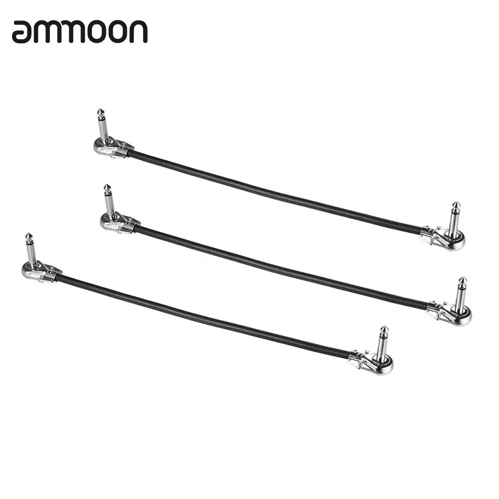 

ammoon 15cm/ 6in Guitar Effect Pedal Instrument Patch Cable 1/4" Silver Right-angle Plug Black PVC Jacket, 3-Pack