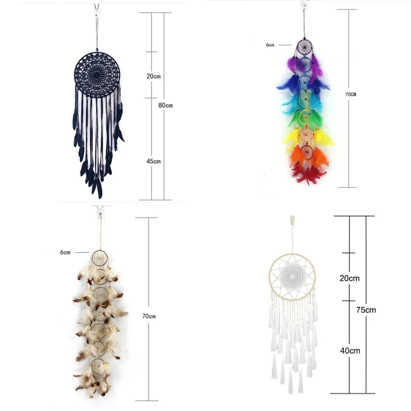 1pc Rainbow Chakra Dream Catcher Wall Craft Crystal Hippy Ornament Yoga Indian