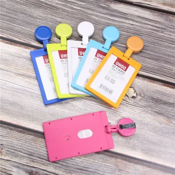 

Vertical Card Holder with Retractable Badge ReEL Clips Badge Reel ID Holder Candy Color Name Badges Office Stationery