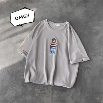 

2019 Summer New Men's Trend Korean Version Of The Small Fresh Cartoon Couple Printing Short-sleeved Street Wild Casual T-shirt