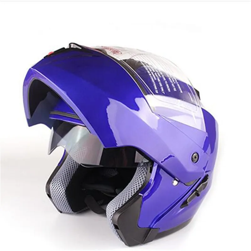 Модульный мото rcycle шлем флип анфас гоночный шлем cascos para мото двойной объектив может быть оснащен Bluetooth capacete DOT - Color: dark blue